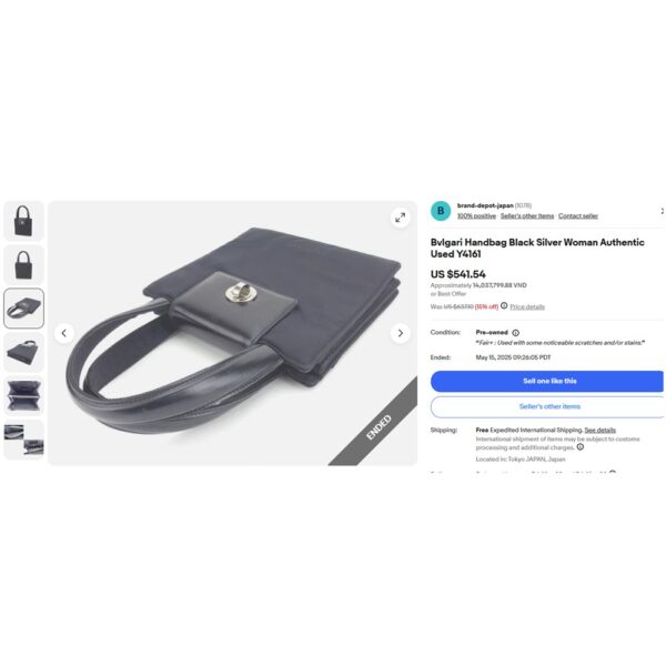 2571-Túi xách tay/đeo vai-BVLGARI black leather hand/shoulder bag-Đã sử dụng21