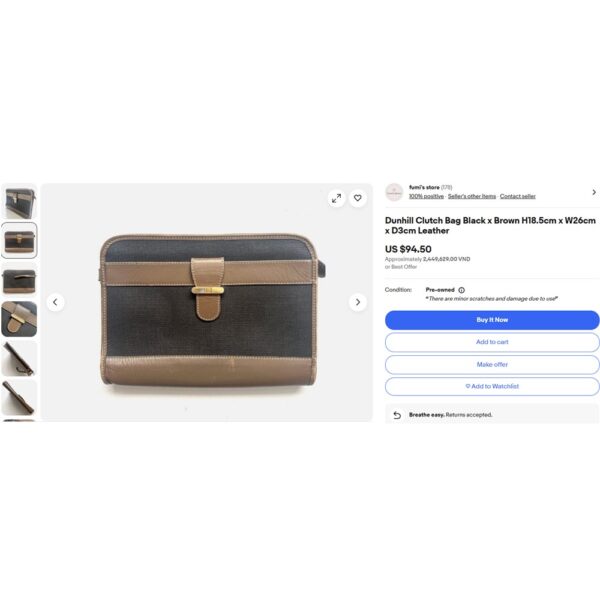 5349-Túi cầm tay-DUNHILL vintage PVC leather men’s clutch-Đã sử dụng/Khá cũ14