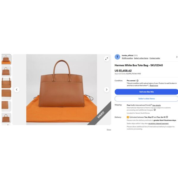 2520-Túi xách tay-SUCCUBE (Hermes style) leather tote bag-Đã sử dụng/Khá mới13