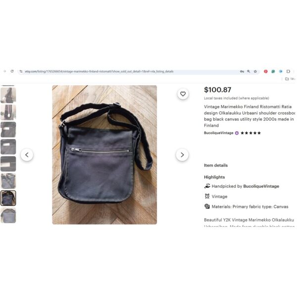 2539-Túi đeo chéo nam/nữ-MARIMEKKO cloth messenger bag-Đã sử dụng/Khá mới12