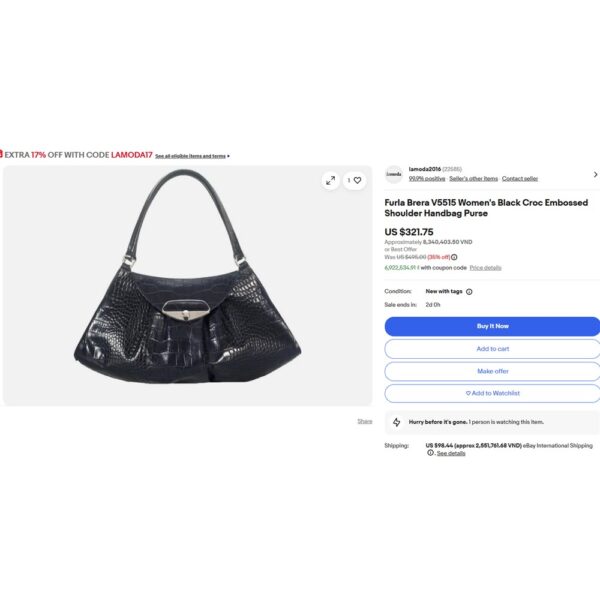 2567-Túi xách tay/đeo vai-FURLA crocodile embossed hobo bag-Khá mới21