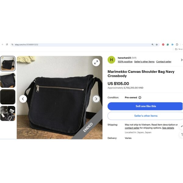 2539-Túi đeo chéo nam/nữ-MARIMEKKO cloth messenger bag-Đã sử dụng/Khá mới11