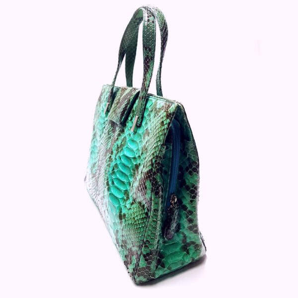 4001-Túi xách tay-DINASTIE Italy python skin green tote/shoulder bag2