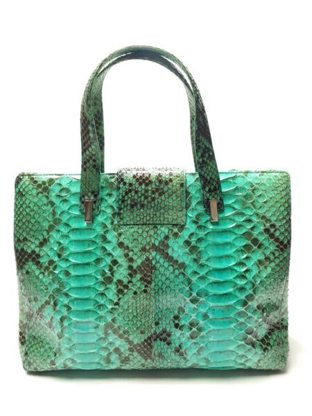 4001-Túi xách tay-DINASTIE Italy python skin green tote/shoulder bag4