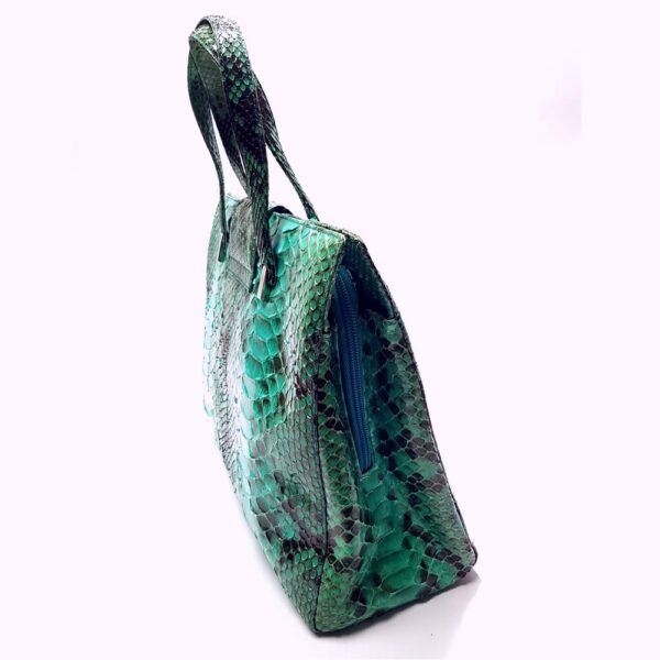 4001-Túi xách tay-DINASTIE Italy python skin green tote/shoulder bag5