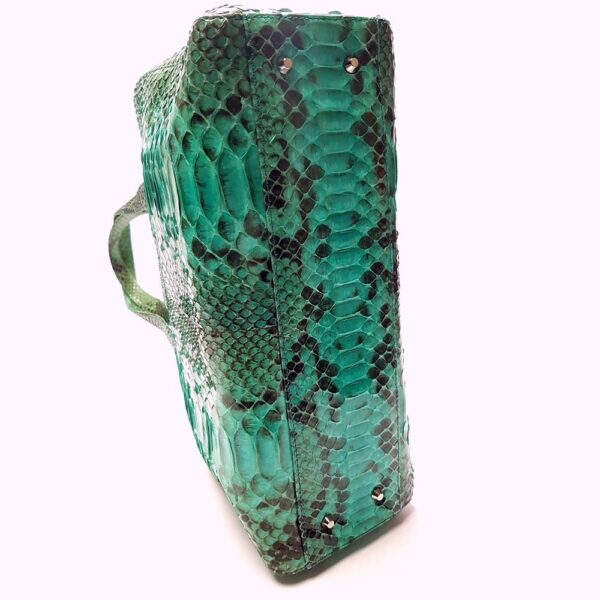4001-Túi xách tay-DINASTIE Italy python skin green tote/shoulder bag6