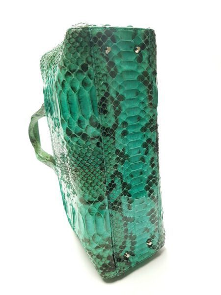 4001-Túi xách tay-DINASTIE Italy python skin green tote/shoulder bag6