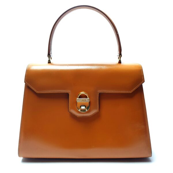 4011-Túi xách tay-LAMAF Italy brown leather handbag1