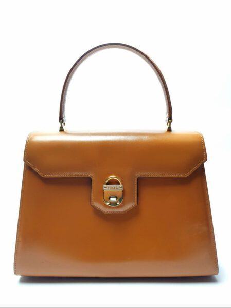 4011-Túi xách tay-LAMAF Italy brown leather handbag0