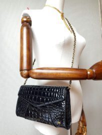 4040-Túi đeo vai-HANAE MORI crocodile embossed leather shoulder bag