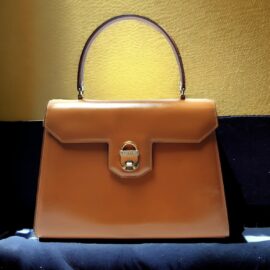 4011-Túi xách tay-LAMAF Italy brown leather handbag