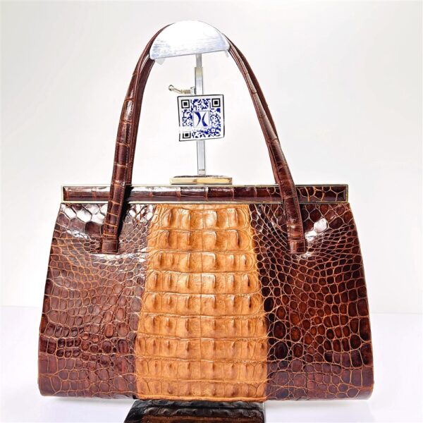 4021-Túi xách tay-CROCODILE leather vintage 1980s handbag-Đã sử dụng/Khá mới2