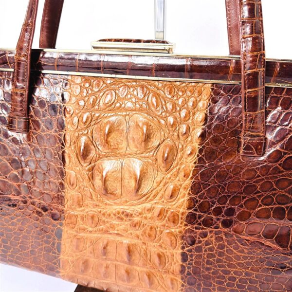 4021-Túi xách tay-CROCODILE leather vintage 1980s handbag-Đã sử dụng/Khá mới4