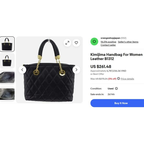 4034-Túi xách tay-KIMIJIMA Japan leather tote bag-Khá mới16