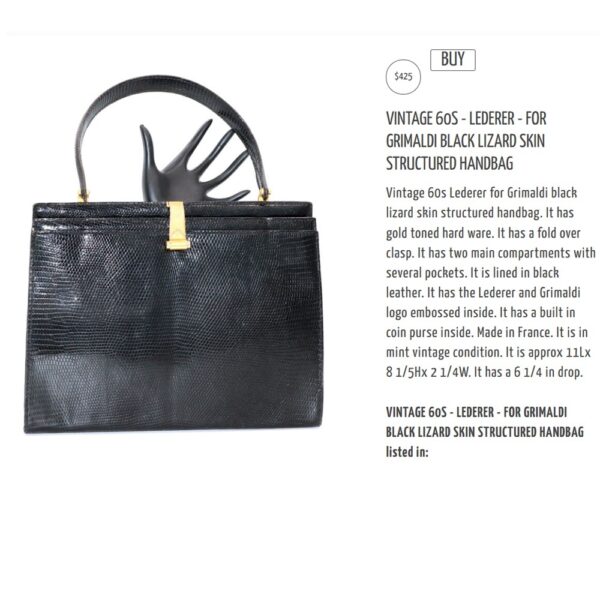 4023-Túi xách tay-GRIMALDI Paris lizard skin vintage 1970s handbag-Đã sử dụng/Khá mới13