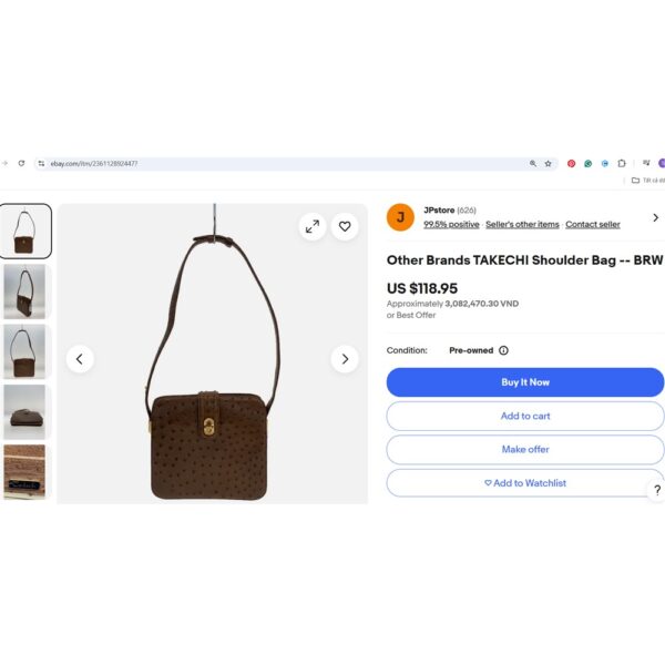 4016-Túi đeo chéo-TAKECHI ostrich leather crossbody bag-Khá mới15