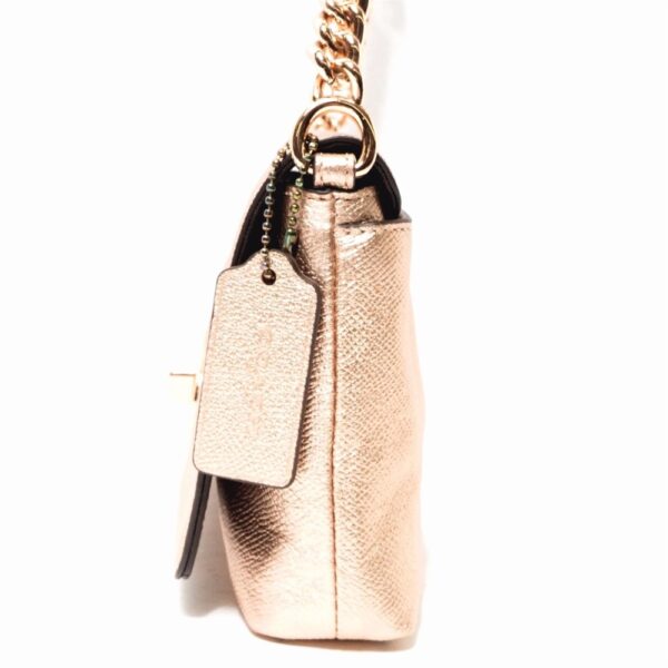 4233-Túi đeo chéo-COACH Crosstown Metallic Pebbled Gold Leather crossbody bag-Như mới3