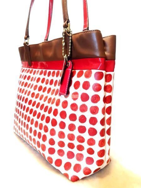 4332-Túi xách tay/đeo vai-COACH Polka Dots PVC leather tote bag1