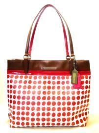 4332-Túi xách tay/đeo vai-COACH Polka Dots PVC leather tote bag