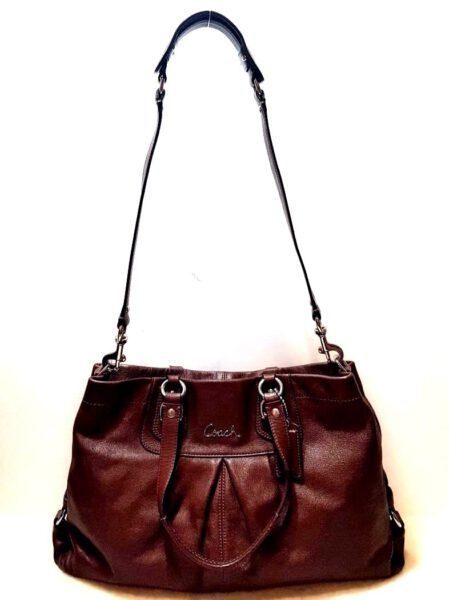 4317-Túi xách tay/đeo vai-COACH brown leather tote bag1