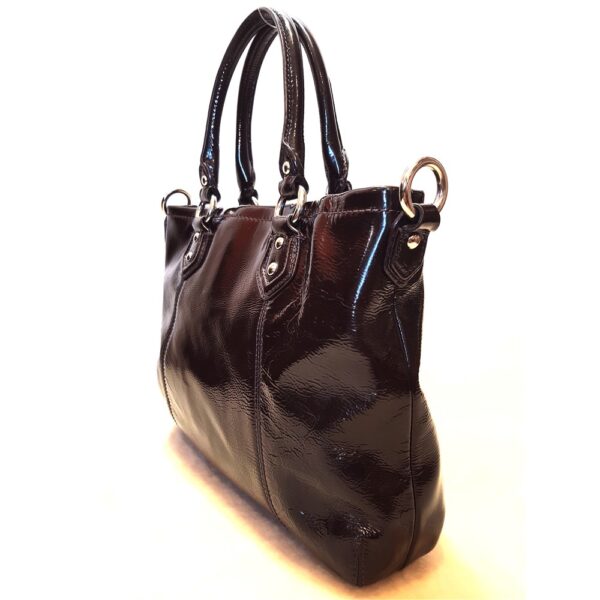 4301-Túi xách tay/đeo vai-COACH Ashley Purse Brown Patent Leather satchel bag4