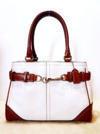 4324-Túi xách tay-COACH Hampton white leather tote bag