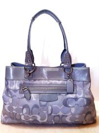 4329-Túi xách tay-COACH Gray Fabric Trim In Patent Leather tote bag