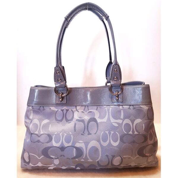 4329-Túi xách tay-COACH Gray Fabric Trim In Patent Leather tote bag-Khá mới1