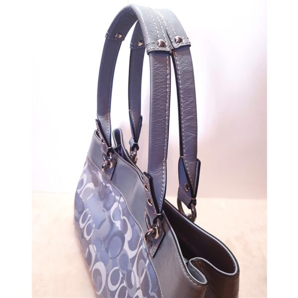 4329-Túi xách tay-COACH Gray Fabric Trim In Patent Leather tote bag-Khá mới5
