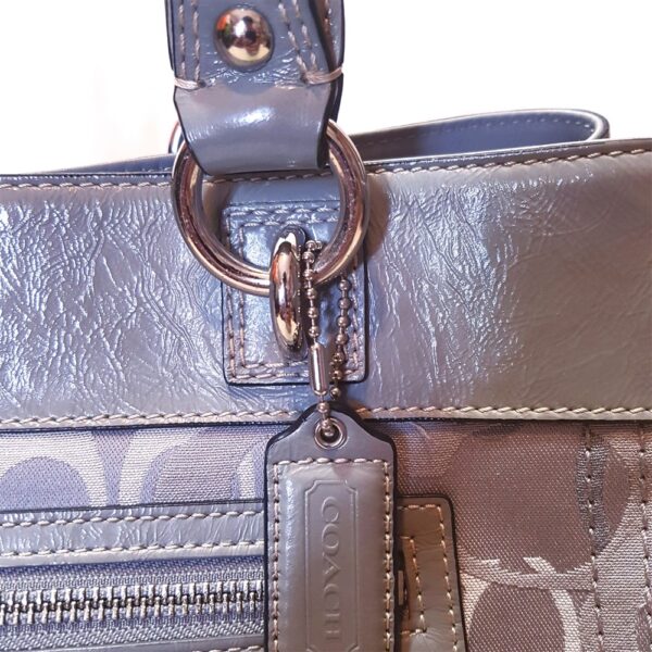 4329-Túi xách tay-COACH Gray Fabric Trim In Patent Leather tote bag-Khá mới7