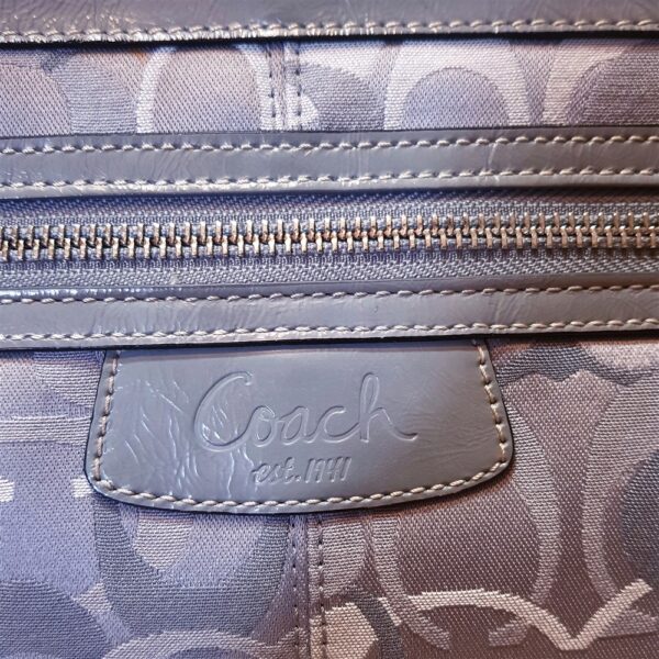 4329-Túi xách tay-COACH Gray Fabric Trim In Patent Leather tote bag-Khá mới8