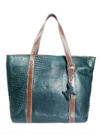 4065-Túi xách tay da trăn-Python leather green tote bag