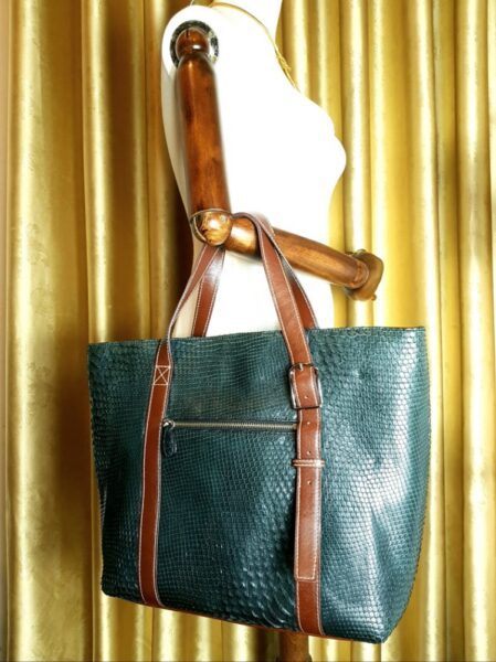 4065-Túi xách tay da trăn-Python leather green tote bag2