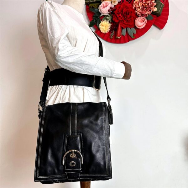 4322-Túi đeo chéo-COACH Soho Hip Flap black leather messenger bag1