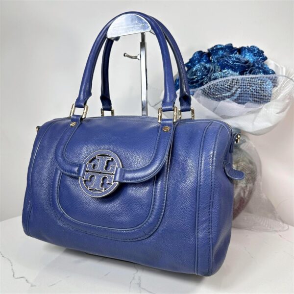 4092-Túi xách tay/đeo vai/đeo chéo-TORY BURCH Amanda blue leather satchel bag1
