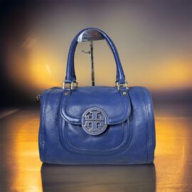 4092-Túi xách tay/đeo vai/đeo chéo-TORY BURCH Amanda blue leather satchel bag