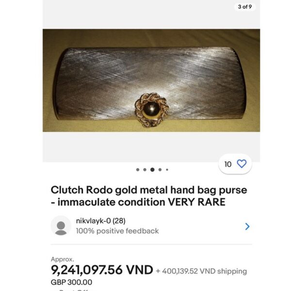 5013-Ví cầm tay/Ví dự tiệc nhỏ-RODO gold metal evening purse-Khá mới15