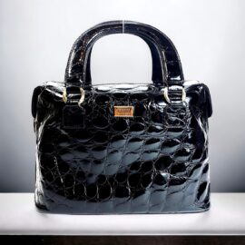 4197-Túi xách tay-GIANFRANCO FERRE Calfskin crocodile embossed handbag