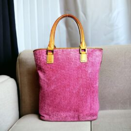 4101-Túi xách tay-CELINE Macadam pink suede tote bag