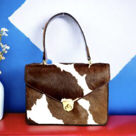 4270-Túi xách tay-Cow hair leather handbag