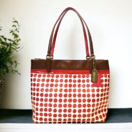 4332-Túi xách tay/đeo vai-COACH Polka Dots PVC leather tote bag