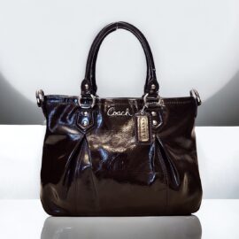 4301-Túi xách tay/đeo vai-COACH Ashley Purse Brown Patent Leather satchel bag