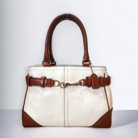 4324-Túi xách tay-COACH Hampton white leather tote bag