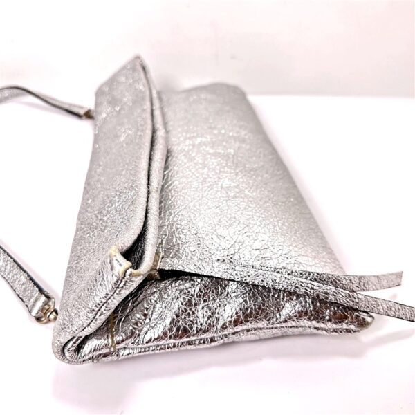 4334-Túi xách tay/đeo vai-GIANNI CHIARINI Silver Leather Clutch/Shouler Bag-Đã sử dụng/Khá mới4