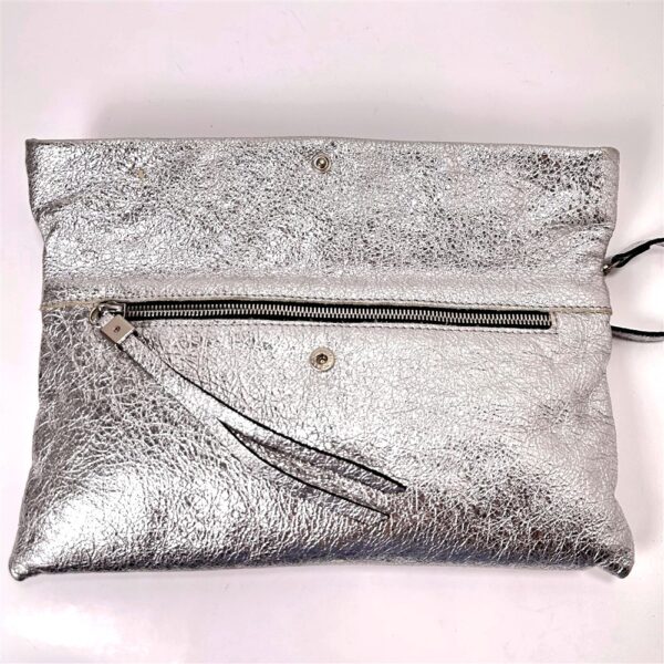 4334-Túi xách tay/đeo vai-GIANNI CHIARINI Silver Leather Clutch/Shouler Bag-Đã sử dụng/Khá mới7