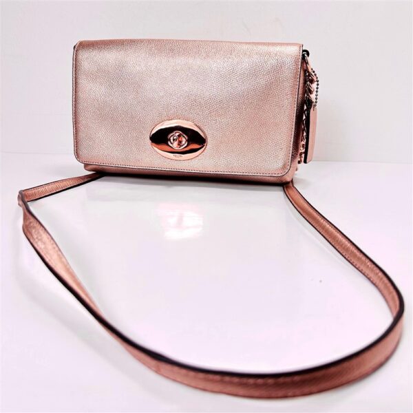 4233-Túi đeo chéo-COACH Crosstown Metallic Pebbled Gold Leather crossbody bag-Như mới1