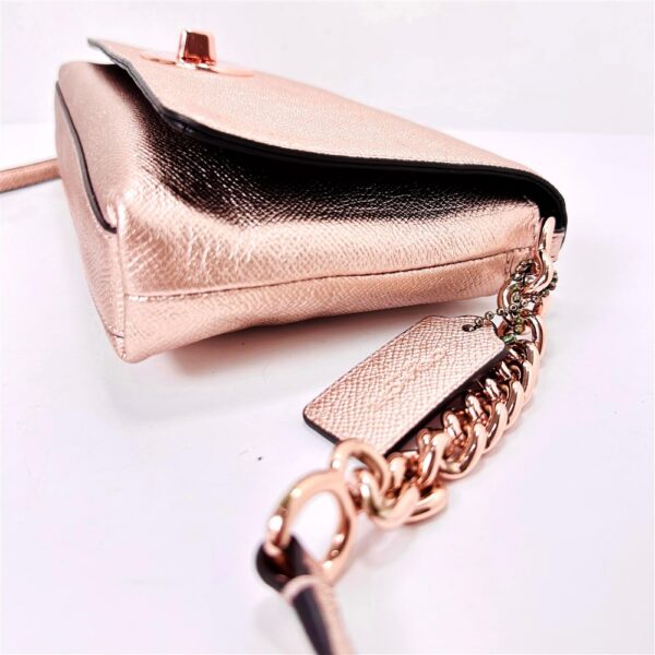 4233-Túi đeo chéo-COACH Crosstown Metallic Pebbled Gold Leather crossbody bag-Như mới2