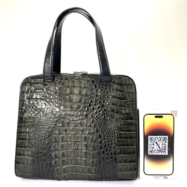 4253-Túi xách tay da cá sấu-LONGEVITE crocodile leather tote bag-Đã sử dụng/Khá mới17