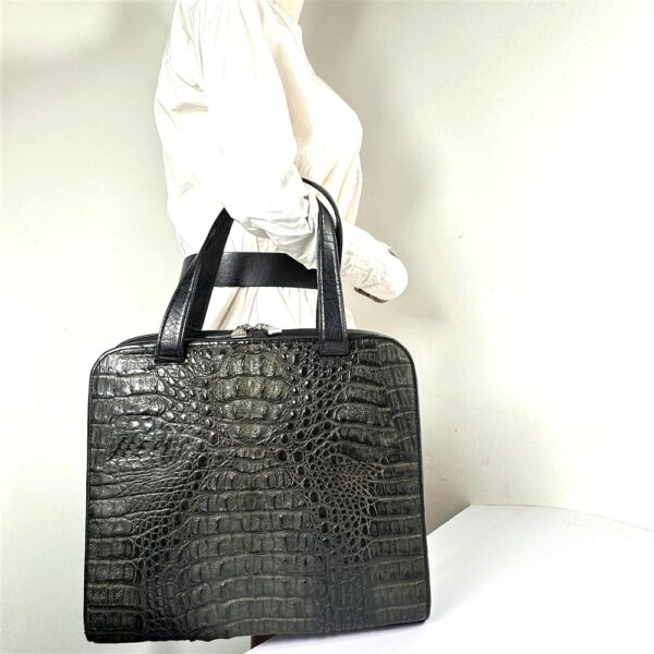 4253-Túi xách tay da cá sấu-LONGEVITE crocodile leather tote bag-Đã sử dụng/Khá mới16