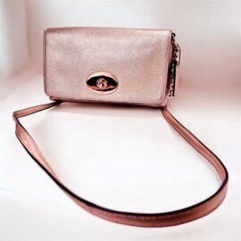 4233-Túi đeo chéo-COACH Crosstown Metallic Pebbled Gold Leather crossbody bag-Như mới